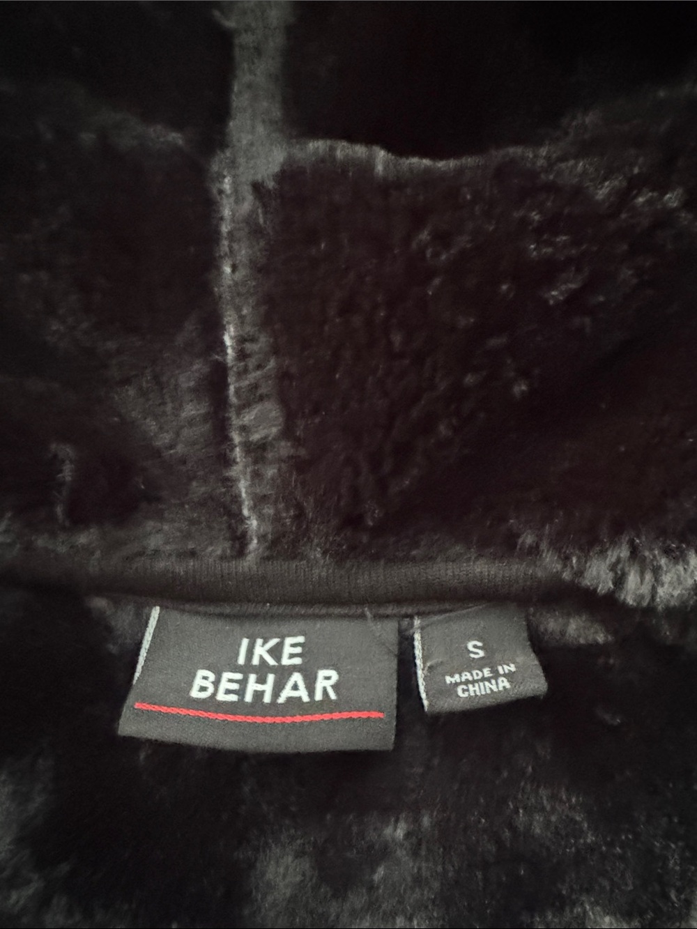 Ike Behar Black Plush Faux-Fur Jacket